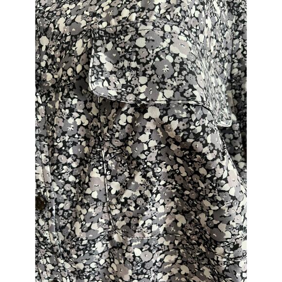 Lands' End silky feel tunic blouse 2X convertible sleeves 2 pockets muted grays - Picture 3 of 6